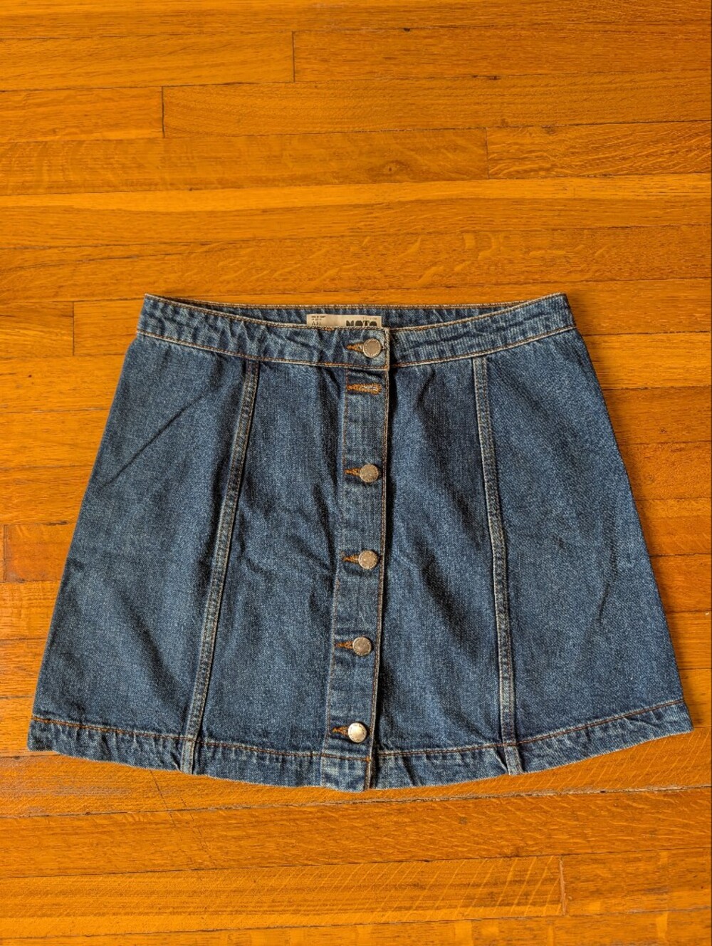 Topshop 100% Cotton Women's Button-Front Jean Skirt